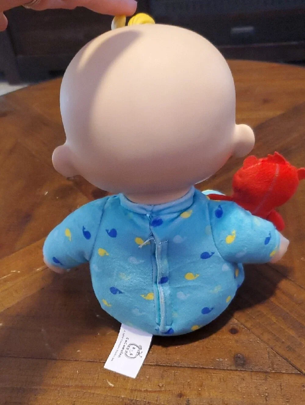 Plush Baby Doll with Blue Pajamas and Red Plush Bear